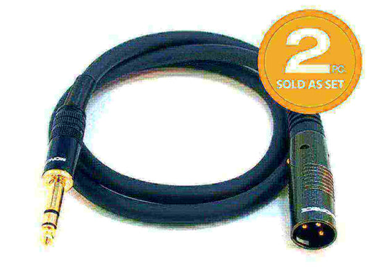 3ft Premier Series XLR Male to 1/4inch TRS Male 16AWG Cable (Gold Plated) 2 Pack at $8.24 from maxim-tl